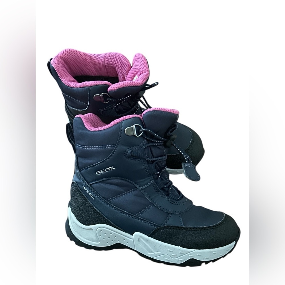 Geox Amphibiox Black Pink Winter Snow Boots Girls Gorpcore Waterproof US 10